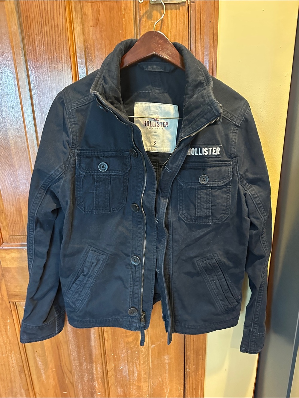 Hollister Men's Dark Blue Military-Style Field Jacket